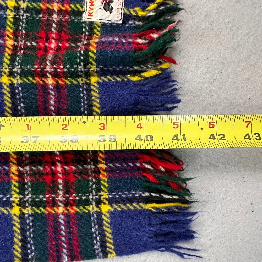 Kynoch Scarf Unisex Blue Plaid Wool Tartan Keith Scotland Vintage Scottie Dog